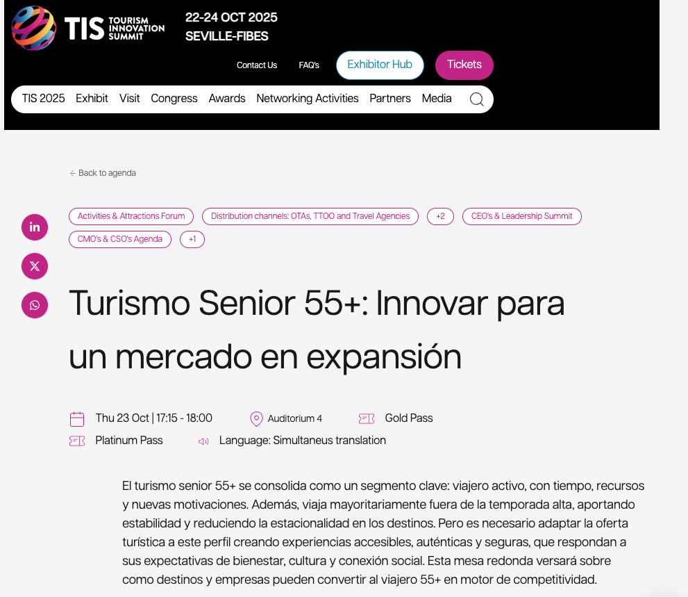 Turismo Senior 55 plus hub